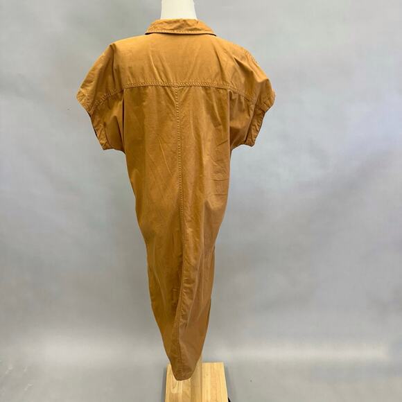 Gap short sleeve popover midi dress in deep camel size Medium Tall 100% cotton - Picture 6 of 13
